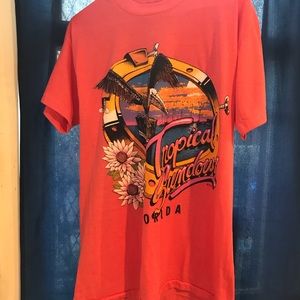 VINTAGE Single Stitch Graphic SSI Tropical Fl Tee